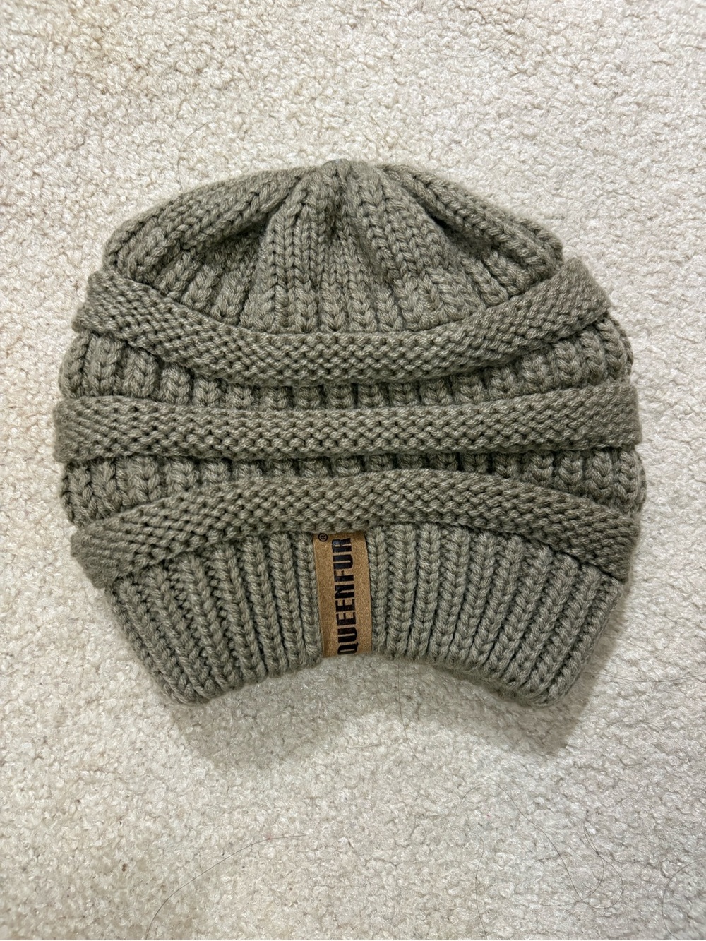 Olive Green Knit Beanie Hat